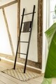 Suport pentru prosoape de baie, Wenko, Ladder Loft, 33 x 170 x 43 cm, bambus, negru