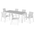 Set mobilier gradina/terasa Encore/Baria, 7 piese, 205x90x74 cm/56.5x62x86 cm, aluminiu, alb/gri