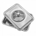 Tava pentru cuptor cu capac, Vanora Home, 39 x 29 x 7 cm, inox, argintiu