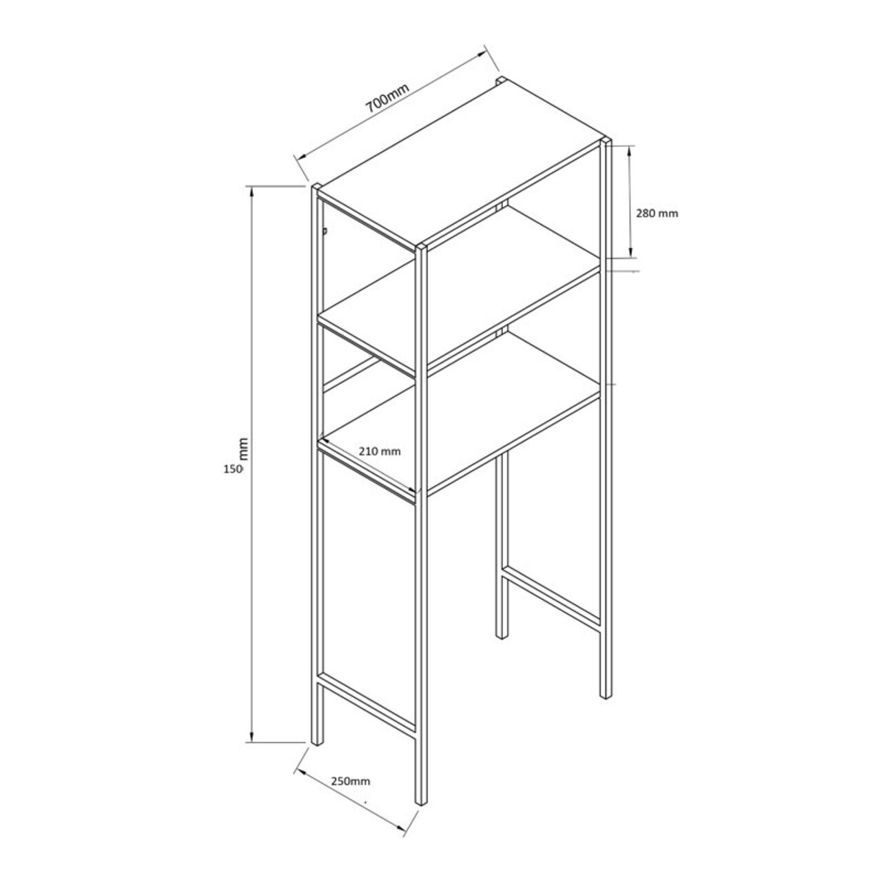 Dulap pentru masina de spalat Zermin, Pakoworld, 70x25x150 cm, PAL, alb/negru