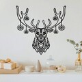 Decoratiune de perete, Christmas Deer, Metal, Dimensiune: 70 x 69 cm, Negru