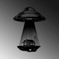 Decoratiune de perete, In The Shadow Of Ufo, Metal, 50 x 70 cm, Negru