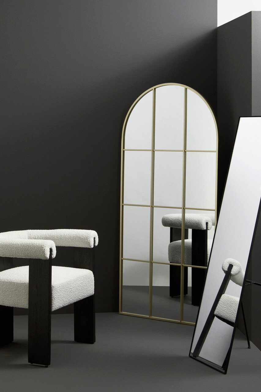 Oglinda decorativa Nucleos, Bizzotto, 80 x 170 cm, otel/MDF/sticla, auriu