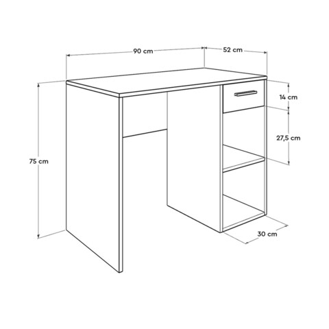 Birou, Adore, CMS-505-BB-1, 90x75x52 cm, PAL, Alb