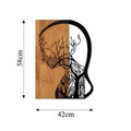 Decoratiune de perete, Tree Woman, 50% lemn/50% metal, Dimensiune: 43 x 58 cm, Nuc / Negru