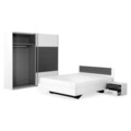 Mobilier dormitor, dulap + pat + 2 noptiere, Dover, PAL, alb/gri