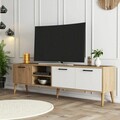 Comoda TV, Mezza, Exxen, 180x53x35 cm, Stejar / Alb