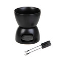 Set servire fondue Tolga, Homla, 12x14 cm, ceramica, negru