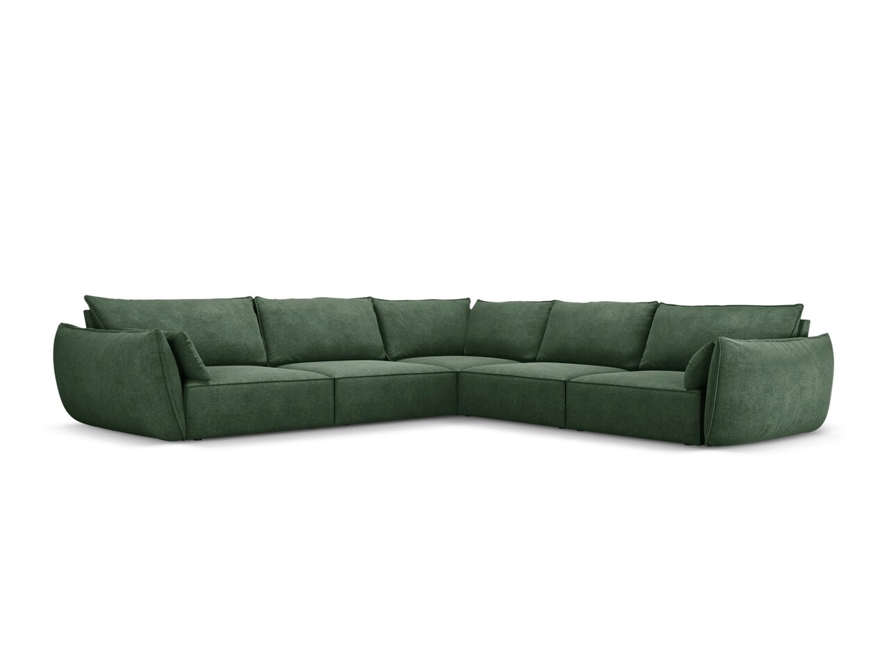 Coltar simetric 7 locuri, Kaelle, Micadoni Home, BL, 286x286x85 cm, poliester chenille, verde bottle