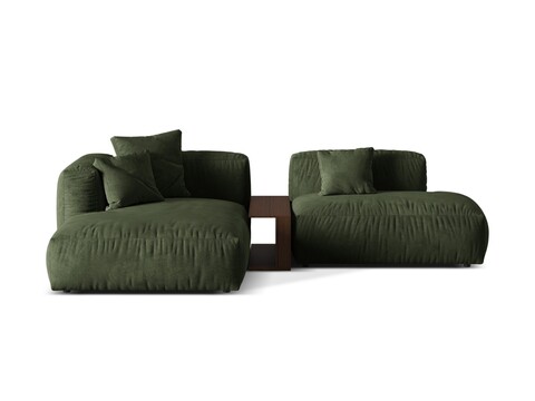 Coltar modular stanga 2 locuri, Martina-120, Micadoni Home, 285x176x75 cm, catifea, verde