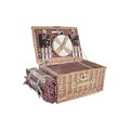 Cos de picnic pentru 4 persoane, DKD Home Decor, 44 x 30 x 22 cm, rachita, natural/rosu