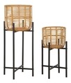 Set 2 suportui pentru ghivece Rattan, Mauro Ferretti, Ø 38x90 cm, ratan/fier, multicolor