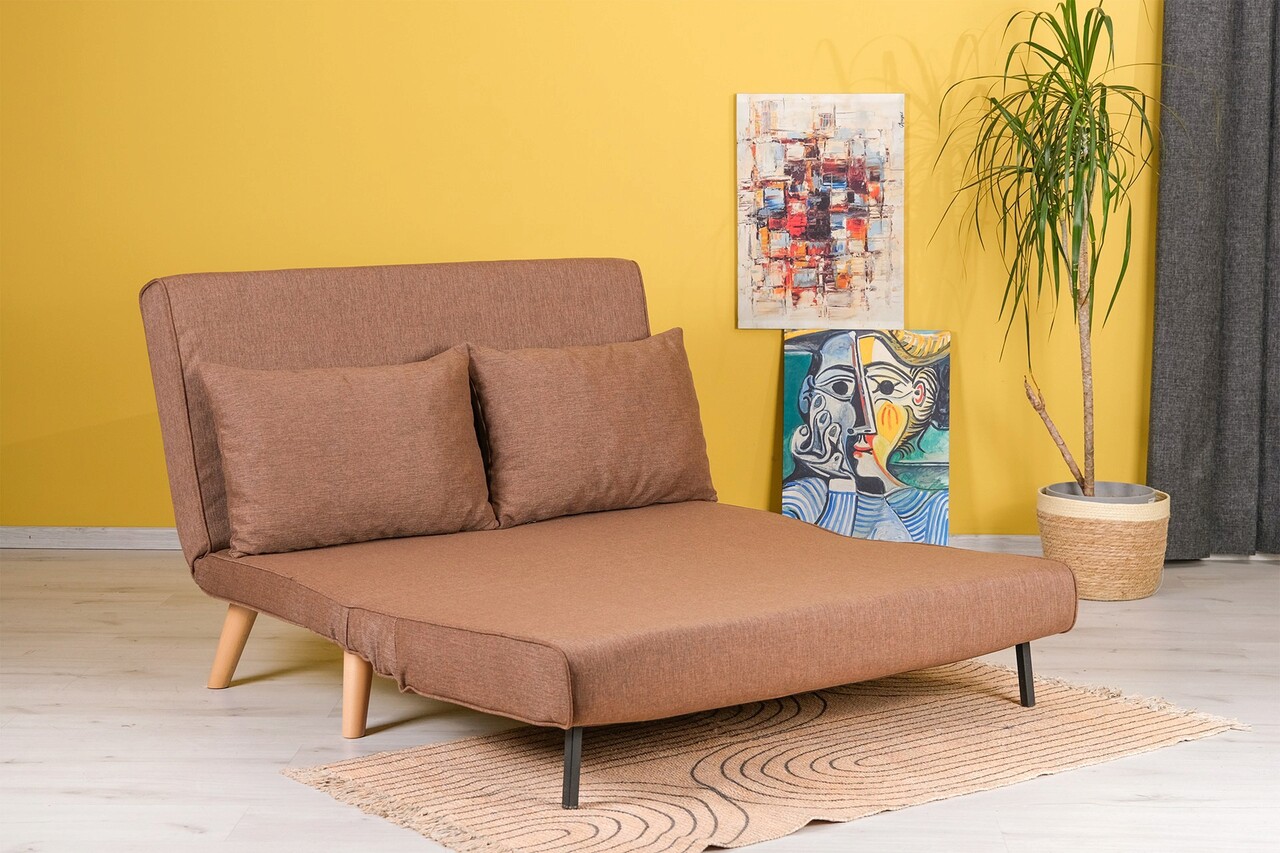 Canapea extensibilă cu 2 locuri, Futon, 859FTN2715, Metal , Maro - 1 | YEO