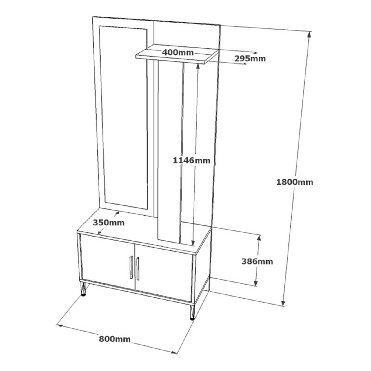 Cuier Bridger, Pakoworld, 80x35x180 cm, PAL/metal, negru/maro