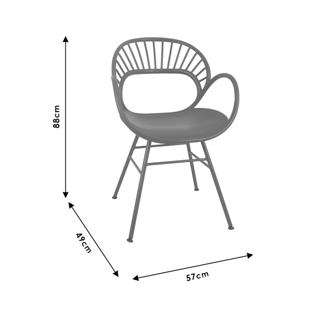 Scaun de gradina Rudy, Pakoworld, 57x49x88 cm, polipropilena/metal, galben