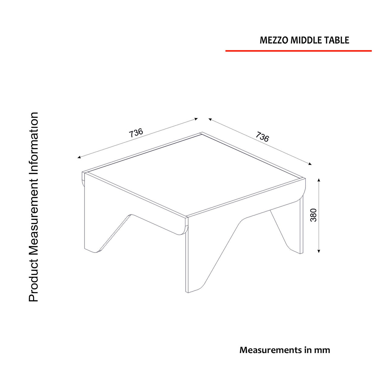 Masuta de cafea, Tera Home, Mezzo, 73.6x38x73.6 cm, PAL, Alb