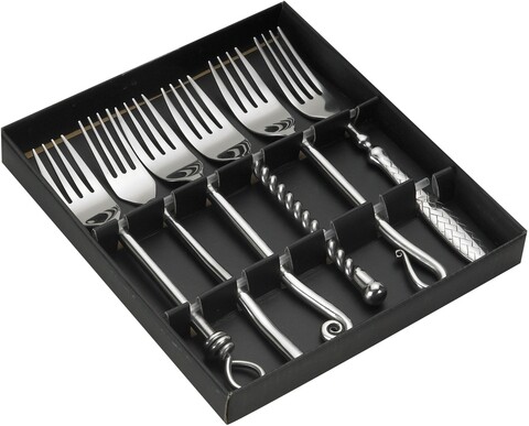 Set 6 furculite Assorted, Jean Dubost, inox, argintiu