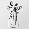 Decoratiune de perete, Flower 3  Metal Wall Decor, metal, 40 x 70 cm, negru