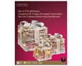 Set 3 decoratiuni luminoase Gift, Lumineo, ratan, alb/argintiu