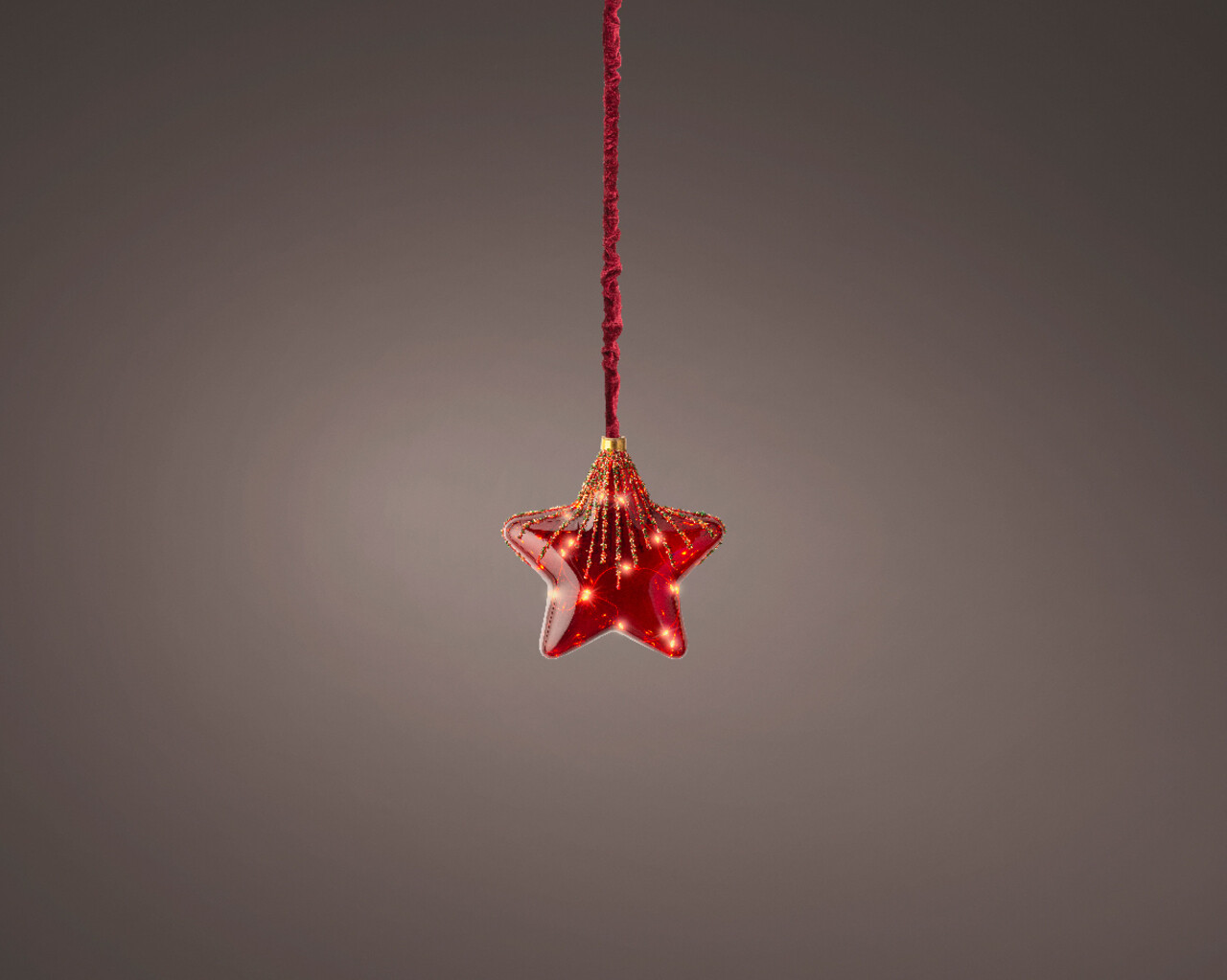 Decoratiune luminoasa Red Star, Lumineo, Ø20 cm, sticla