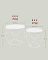 Set 2 masute de cafea Modern, Vasagle, blat detasabil, 50x40 cm, max 20 kg, otel/PAL, alb