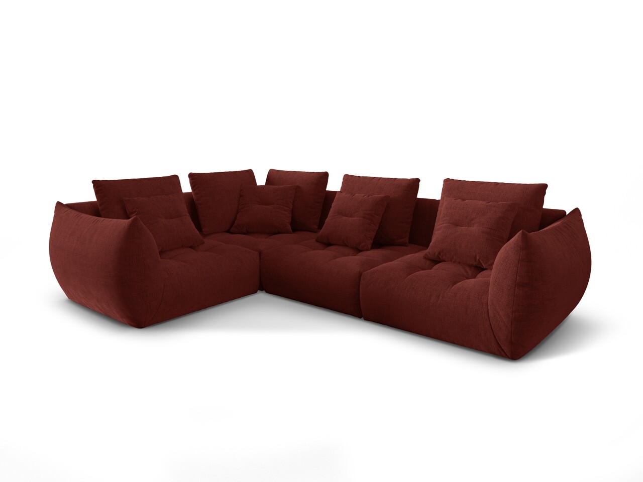 Coltar modular stanga 3 locuri, Bloom-86, Micadoni Home, 316x216x95 cm, tesatura structurata, rosu