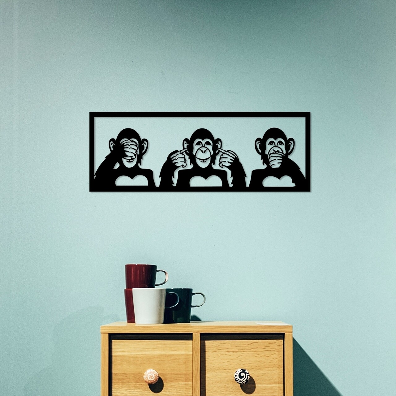 Decoratiune de perete, Three Monkeys - M, Tanelorn, 70x25 cm, metal - 1 | YEO