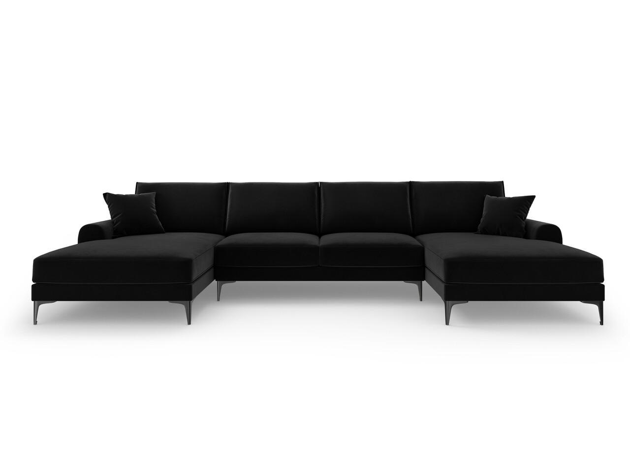 Coltar panoramic, Madara, Mazzini Sofas, 6 locuri, 334x182x90 cm, catifea, negru - 2 | YEO