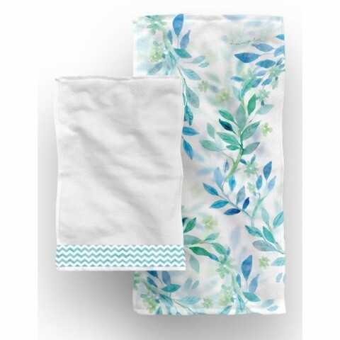 Set 2 prosoape de baie Jungle Green Leaves, Aglika, 50 x 100 cm/ 50 x 30 cm, 70% bumbac, 30% microfibra, multicolor