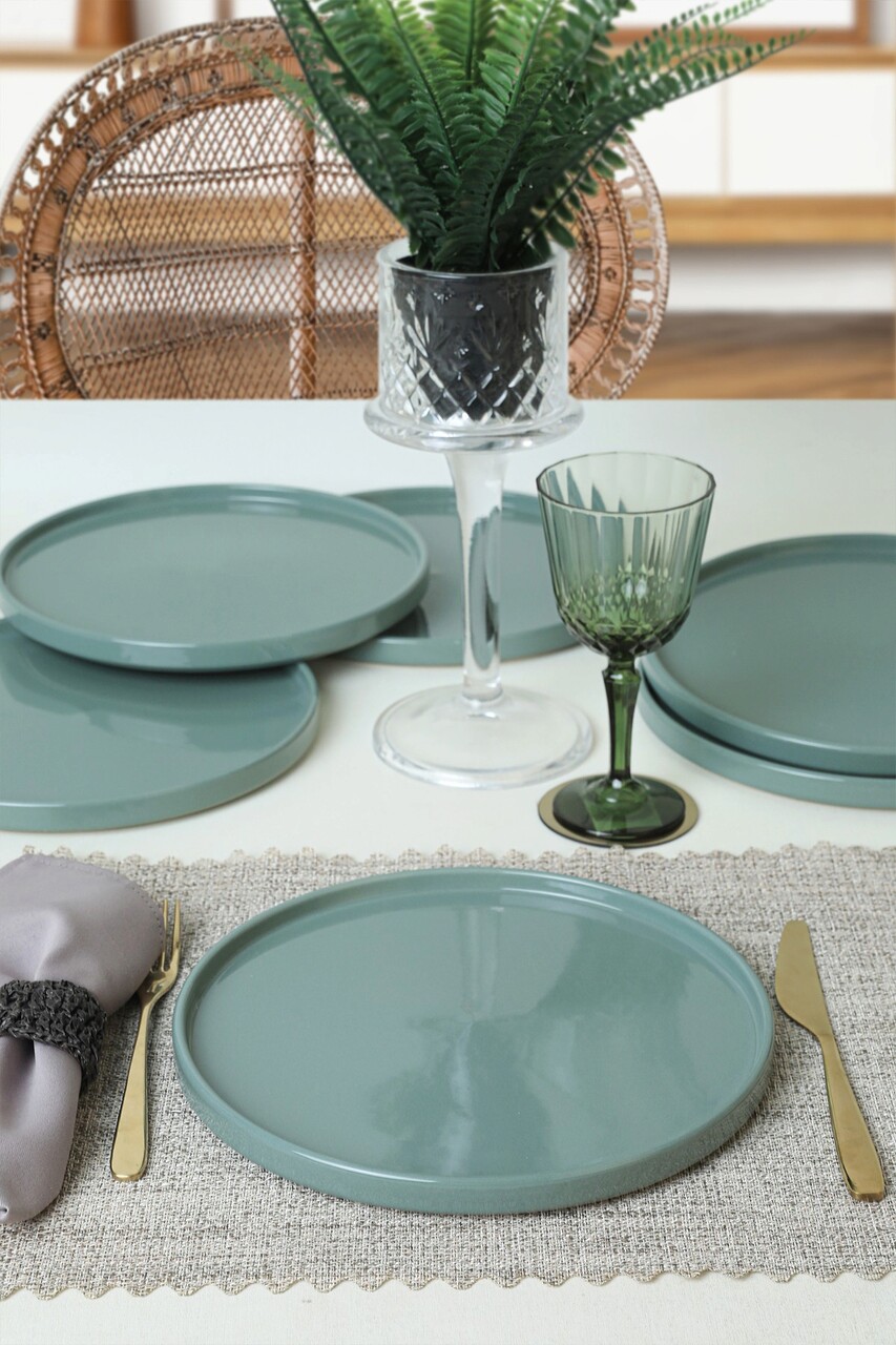 Set platouri pentru servire, Keramika, 275KRM2113, 100% CERAMICA / , Nu absoarbe apa, Verde - 1 | YEO