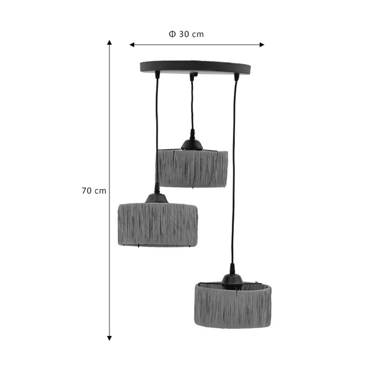 Lustra Frixo, Pakoworld, 30x30x70 cm, 3 x E27, 80W, metal, bej/negru