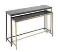 Set 2 console Yamir, Bizzotto, 107x26x79 cm, otel/sticla temperata, negru/auriu