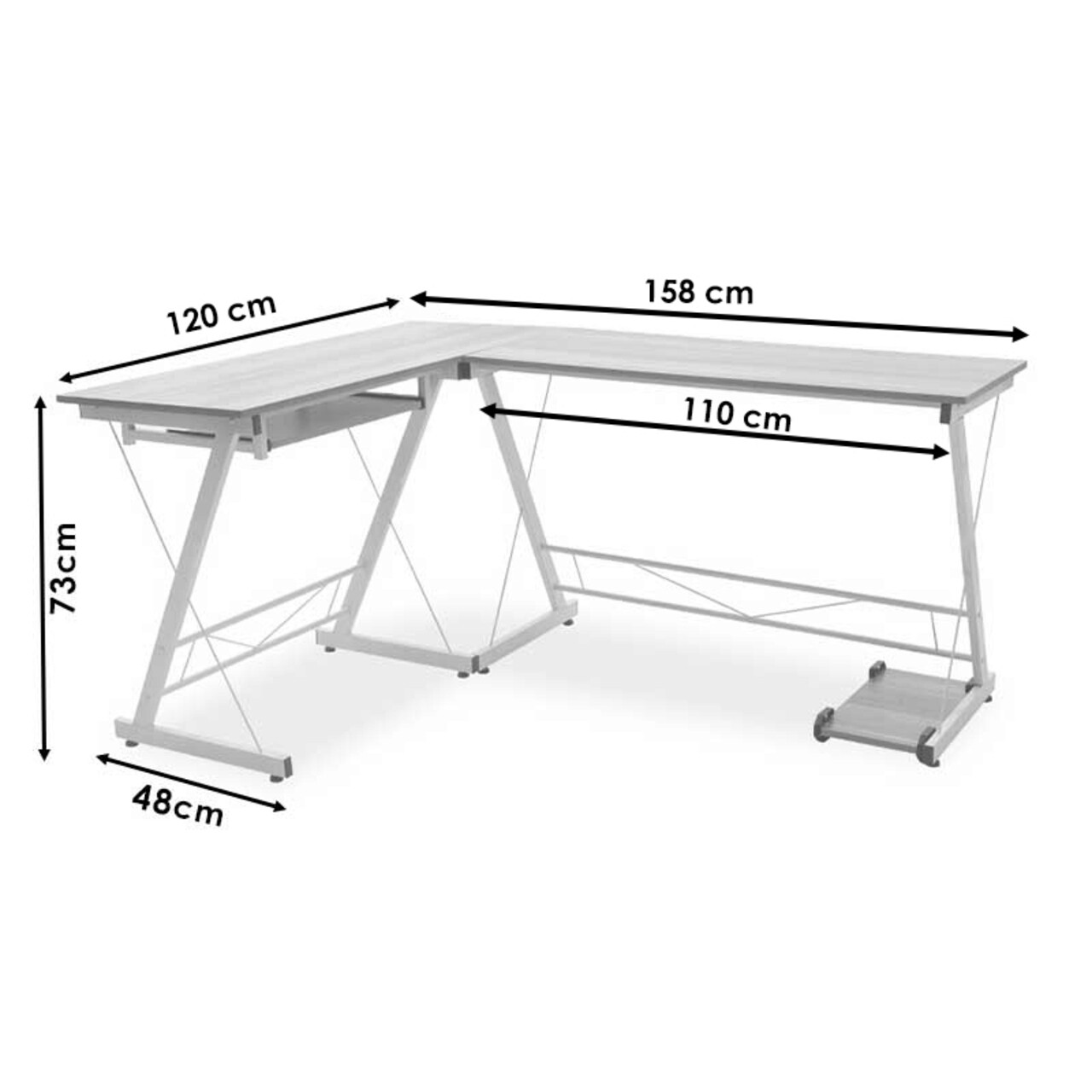 Birou Levi, Pakoworld, 158x120x73 cm, MDF/metal, negru