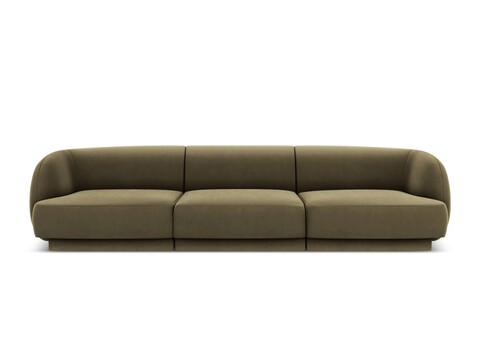 Canapea 3 locuri, Miley, Micadoni Home, BL, 259x85x74 cm, catifea, verde