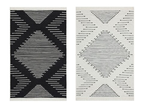 Covor Kilim cu 2 fete, Arya 15 Black, Baketo, 100% bumbac reciclat, 120x180 cm