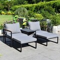 Set mobilier gradina/terasa Kayra, 5 piese, otel/poliester, negru/gri