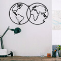 Decoratiune de perete, World Map Metal Decor 10, Metal, Dimensiune: 60 x 34 cm, Negru