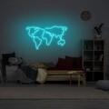 Lampa de perete World Map, Neon Graph, 66x38x2 cm, albastru