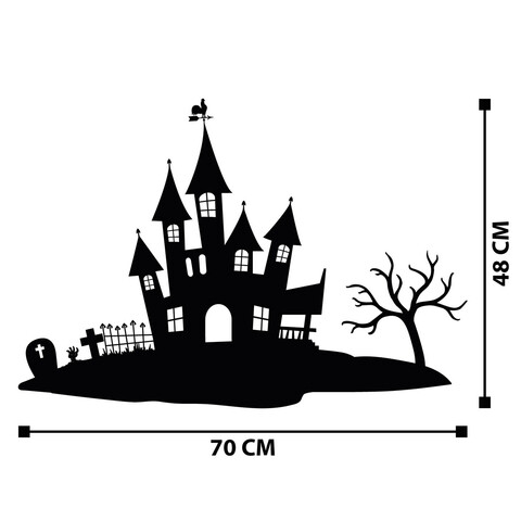 Decoratiune de perete, Halloween 1, Metal, Dimensiune: 70 x 48 cm, Negru