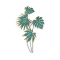 Decoratiune de perete, Monstera, Metal, Dimensiune: 66 x 111 cm, Turcoaz / Galben