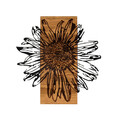 Decoratiune de perete, Daisy, lemn/metal, 56 x 58 cm, negru/maro