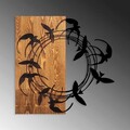 Decoratiune de perete, Spiral Birds 1, Lemn/metal, Dimensiune: 58 x 58 cm, Nuc / Negru