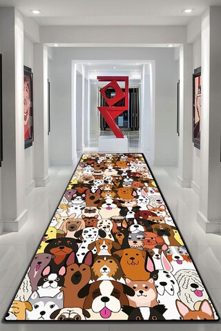 Covor, Dogs, 80x150 cm, Poliester, Multicolor