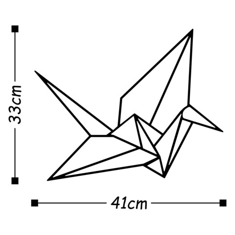 Decoratiune de perete, Origami, Metal, Dimensiune: 33 x 41 cm, Negru