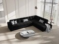 Coltar dreapta 5 locuri, Justin, Micadoni Home, BL, 236x199x72 cm, catifea, negru