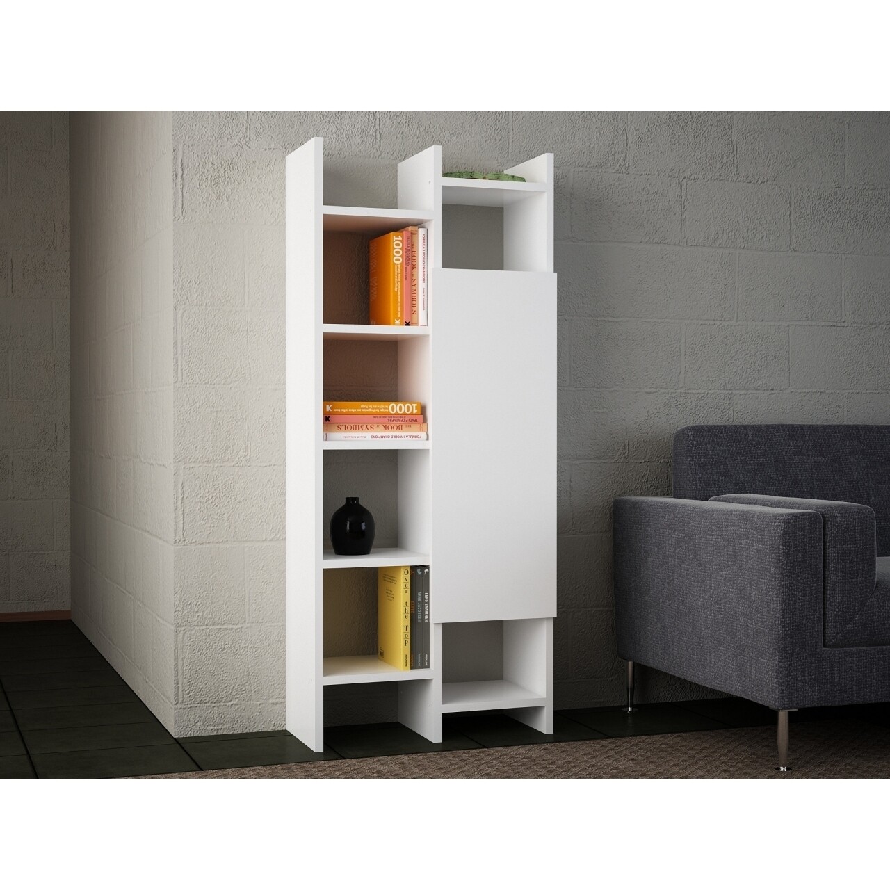 Biblioteca Wooden Art, Adaline White, 55.2x130x25 cm - 2 | YEO