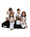 Set fotoliu dublu si 2 taburete pentru copii, Bean Bag, Ferndale, 100x50x40 cm, poliester impermeabil, negru