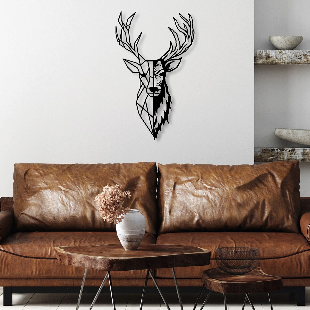 Decoratiune de perete, Red Deer 2, Metal, Dimensiune: 42 x 70 cm, Negru - 1 | YEO