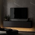 Comoda TV, Inarch, Neon Illuminated, 160 x 35 x 32 cm, pal melaminat, antracit