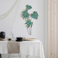 Decoratiune de perete, Monstera, Metal, Dimensiune: 66 x 111 cm, Turcoaz / Galben